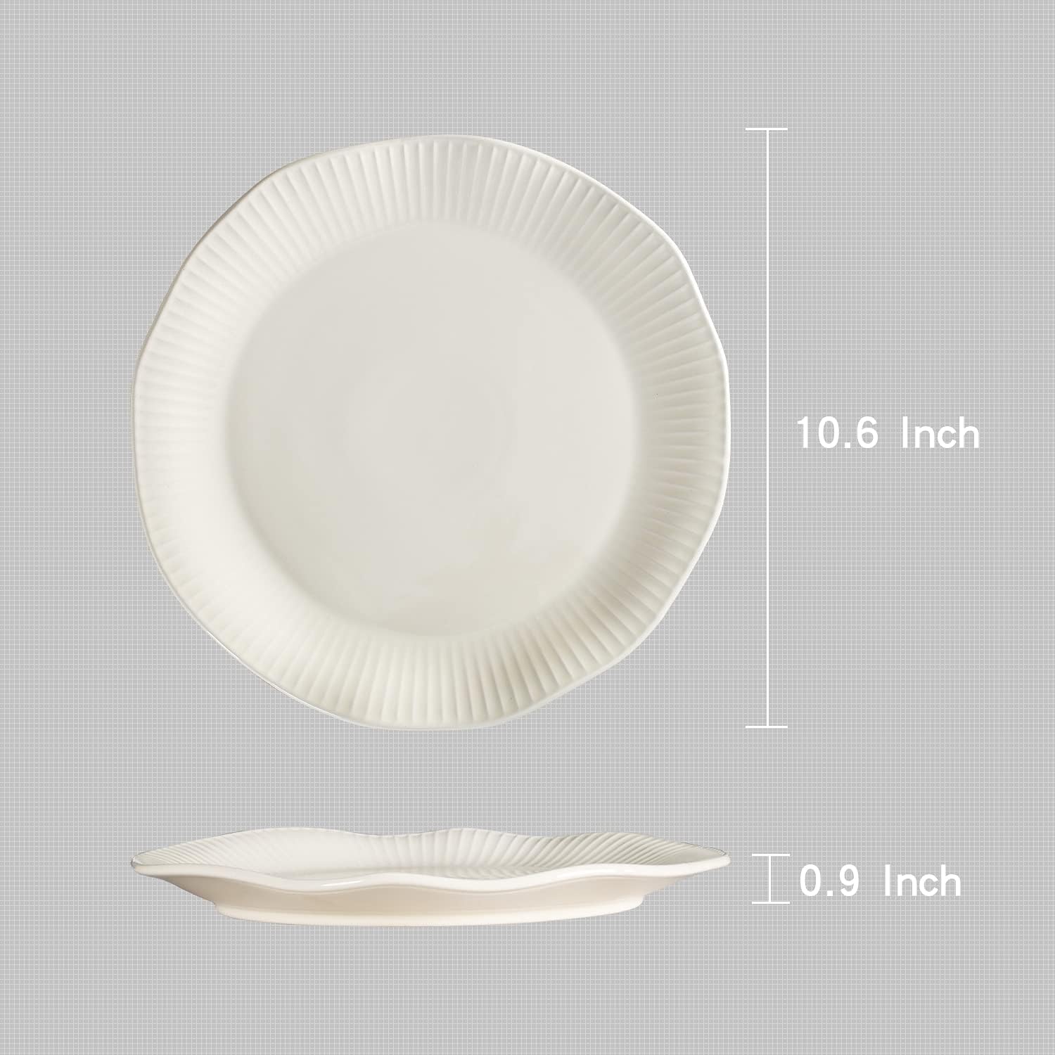  | Ceramic Dinner Plates Set of 4, Hasense Ivory White Dish Set Serving Plates, 10.6" Kitchen Porcelain Serving Dishes, Lotus Leaf Shape Modern Plate Set Microwave Oven and Dishwasher Safe: Dinner Plates