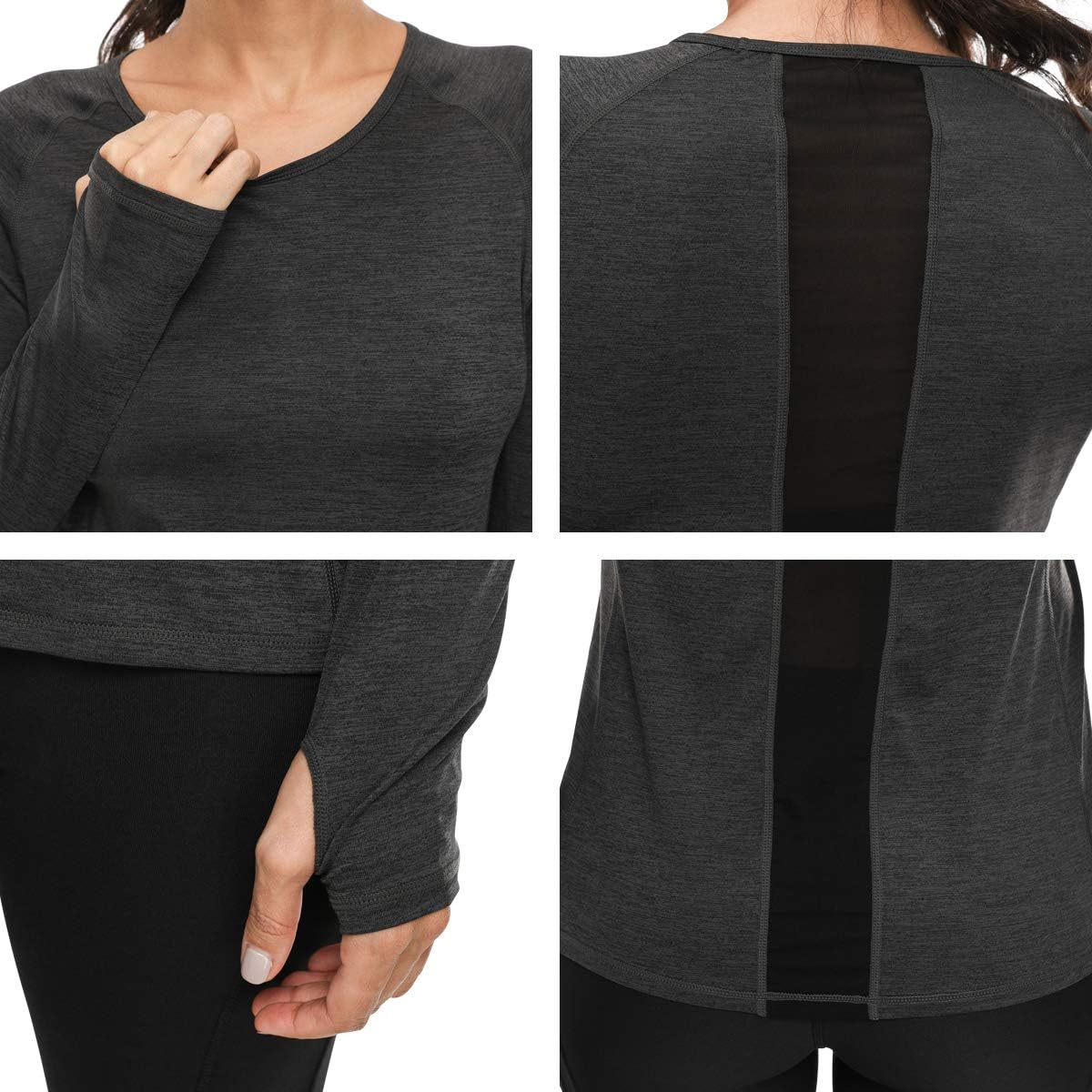 VUTRU Women's Long Sleeves Workout T Shirt Breathable Sports Running Yoga Tops w Thumb Holes : Clothing