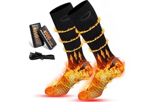 Rasfalo Heated Socks for Men Women, Rechargeable Heated Socks with 4000mAh Battery 3 Heating Levels, Electric Socks Thermal Foot Warmer Socks for Winter Outdoor Sports, Camping, Hunting