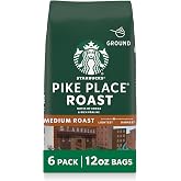 Starbucks Ground Coffee, Medium Roast Hot or Iced Coffee, Pike Place Roast, Six 12 oz Bags​