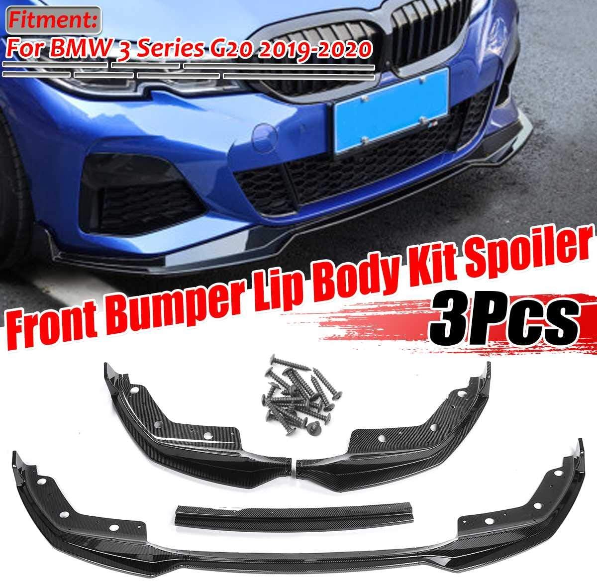 BANIKOP 3PCS Car Front Bumper Lip Spoiler Splitter Diffuser Detachable Body Kit Cover Guard,For BMW 3 Series G20 2019 2020