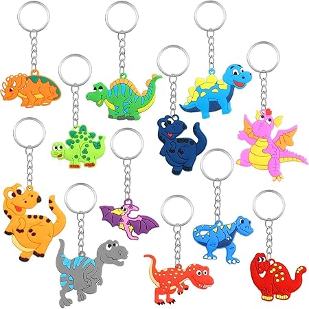 Amazon Co Jp 恐竜キーホルダー 恐竜キーリング 12個セット 男の子と女の子用 恐竜パーティーの記念品 12スタイル おもちゃ