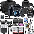 Canon EOS Rebel T7 DSLR Camera with 18-55mm & 75-300mm Lens Bundle with Extra Canon Battery + 2X 64GB Memory Cards + Accessory Kit Including Bag, Flash, Aux Lenses, Software & More
