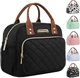 HOMESPON Insulated Lunch Bag Women Men 27x21x15cm Golden Black