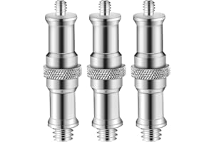 WELLMAKING 3 Pieces Standard 1/4 to 3/8 inch Metal Male Convertor Threaded Screw Adapter Spigot Stud for Studio Light Stand, Hotshoe/Coldshoe Adapter, Ball Head, Wireless Flash Receiver, Trigger