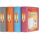 Cardinal 3 Ring Binders, Binders for School and Office, Durable 2 Inch, Round Rings, Holds 475 Sheets, ClearVue Presentation View, Non-Stick, Assorted Autumn Colors, 4 Pack (1002481)
