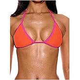 SOLY HUX Women's Halter String Triangle Bikini Top Only Beach Bathing Suit Tops Cruise Wear