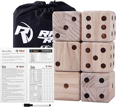 Giant Dice Game Set for Adults, Kids, Families - Outdoor Wooden Dice Games Sets - Fun, Interactive Clean Family Games - Clean, Interactive Activities for Outside, Lawn, Bars, Backyards