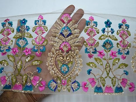 cinta india de costura de bordado rosa