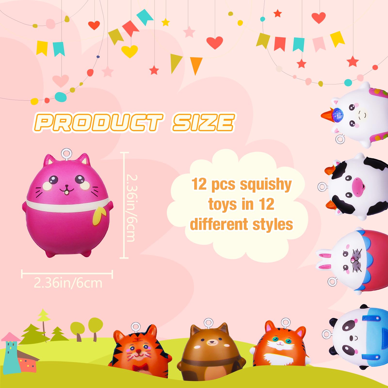 Exun 12 Pack Kawaii Squishies Squishy Toys, Cute Animals Slow Rising Creamy Scent Stress Relief Squishies Toys for Party Favors, Birthday Goodie Bag Stuffers, Easter Egg Fillers, Classroom Prizes