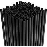 7.75" Plastic Straws (500 Count), Disposable Straws - Made For Standard 16oz Glass (Black)