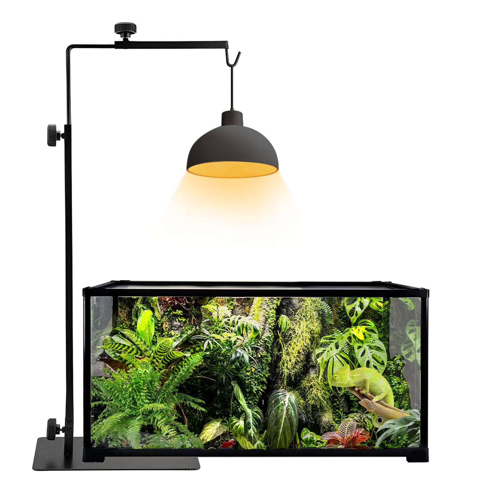 SuQurtom Reptile Heat Lamp Holder Stand, Adjustable 12-25 Inch Metal Small Reptile Dome Holder Stand, Reptile Light Fixture Hanger for Snake Lizard Chick Turtle Spider Terrarium Fish Aquarium