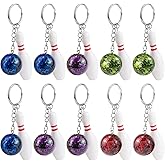 ZJIVQO 10Pcs Mini Bowling Pin Keychains, Bowling KeyChain, Hanging Decor Bowling Sports Keychains for Backpack, Bag, Souvenir(Random Color)
