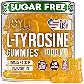 Joyli L Tyrosine Gummies 1000MG - L-Tyrosine Supplement for Kids & Adults - Calm & Focus Gummies for Brain, Memory, Mood, and Energy - 500mg L- Tyrosine Powder per Gummy - Vegan, Gluten-Free
