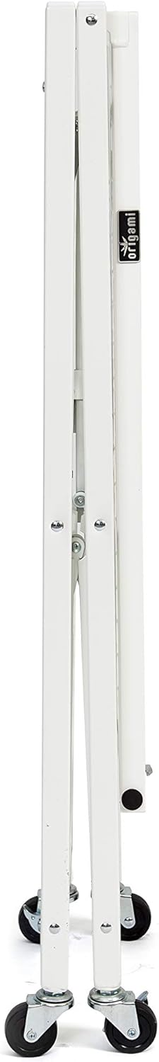 Origami Rack 3 Tier Foldable Storage Rolling Cart Metal Wire Organizer Shelves | Small Portable Pre-Assembled with wheels | 29" W x 13" D x 35.5" H | R3 Series White: Home Improvement