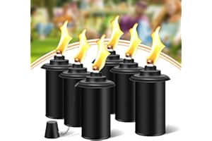 FAN-Torches 6 Pack Torch Canisters,16oz Replacement Torch Refillable Canisters with Wicks,Caps, Outdoor Citronella Fuel Torch Canister for Luau Party, DIY Garden Decor.
