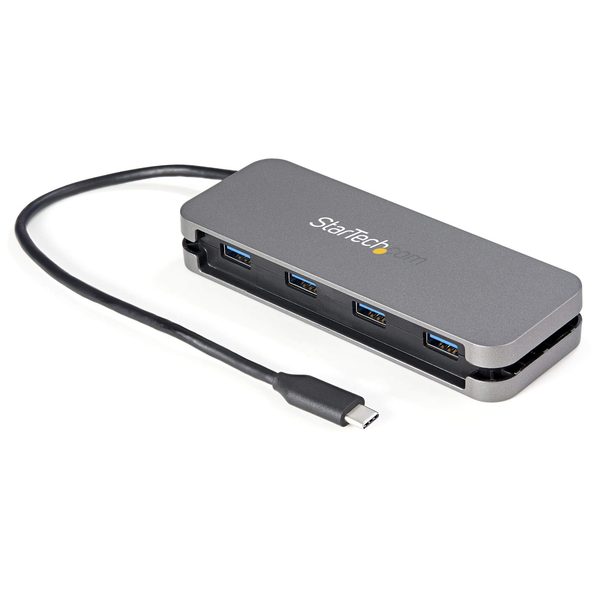 StarTech.com 4 Port USB C Hub - 4x USB-A - 5Gbps USB 3.0 Type-C Hub (USB 3.2/3.1 Gen 1) - Bus Powered Portable USB-C to USB-A Adapter Laptop Hub - 11.2" (28.5cm) Cable w/ Cable Management (HB30CM4AB)