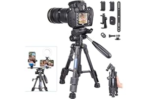 Mini Camera Tripod Tabletop Camera Tripod for Phone/Camera, with 3-Way Flexible Pan Head and Bubble Level,（Extra Gift:Extensi