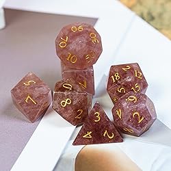 UDIXI Strawberry Quartz Gemstone Dice Set, Stone