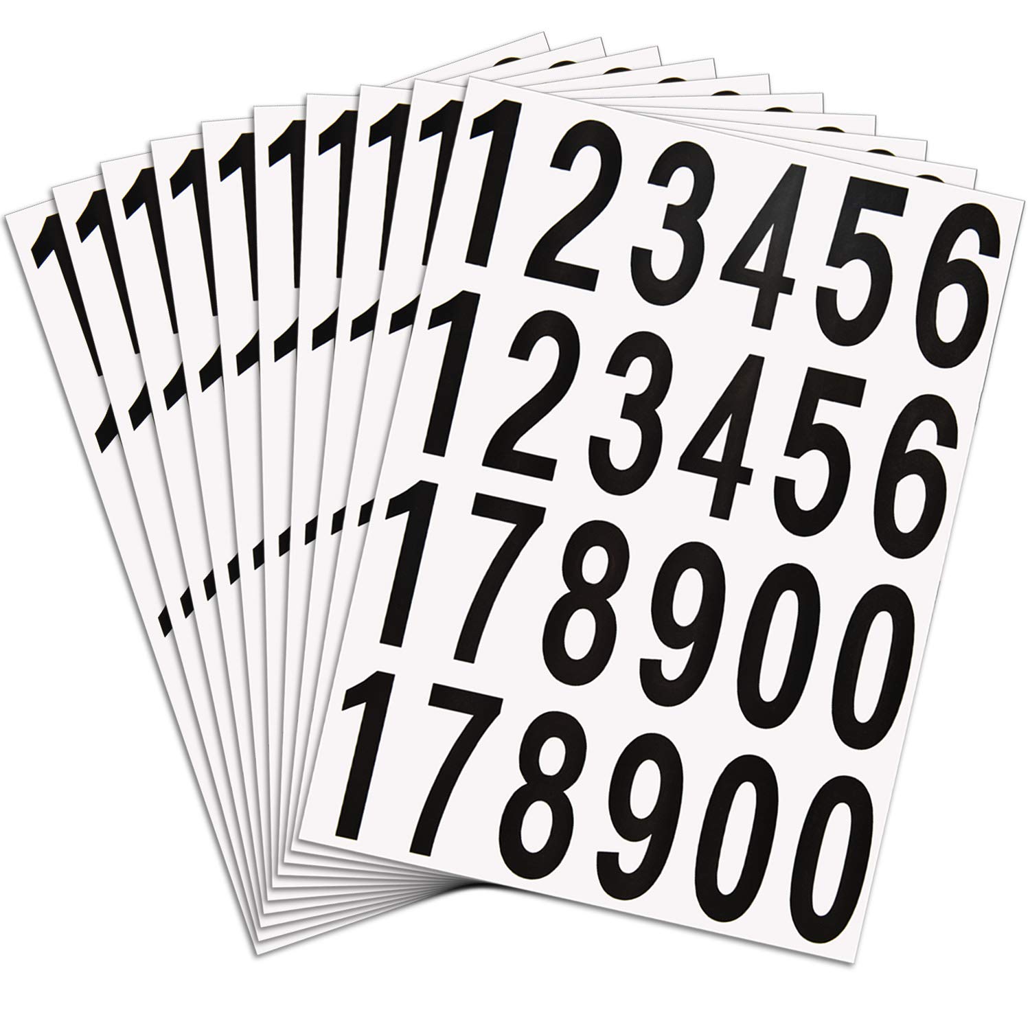 Outus 240 Pieces 10 Sheets Mailbox Numbers Stickers Self Adhesive Vinyl Numbers for Residence and Mailbox Signs (2 Inch, Black on White)