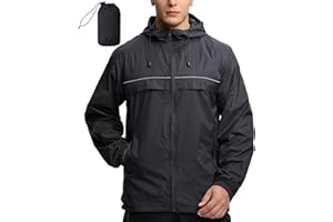 V VALANCH Mens Rain Jacket Waterproof Lightweight Windbreaker with Hood Outdoor Raincoat for Hiking Running Travel