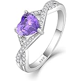 CARICY 925 Sterling Silver Infinity Heart Ring Birthstone promise Ring for Women Wedding Engagement Birthday Jewelry