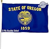 XIFAN Double Sided Oregon State Flag 3x5 ft, Heavy Duty 3 Ply Durable Polyester, OR Flag with Vibrant Print/4 Rows Hemming/Brass Grommets for Indoor Outdoor Decor
