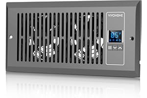 VIVOHOME Quiet Register Booster Fan with Opening 4'' x 10'' with Intelligent Thermostat 10-Speed Control, 11.8" x 5.5" Vent Cover, Smart Register Vent for Room Floor Wall, Gray