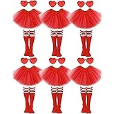 6Pcs Adult Tutus for Women, 3 Layered Tulle Tutu Skirt Set with Heart Sunglasses and Knee High Socks Halloween Costume