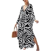 ELSCIRW Women's Caftan Dresses Plus Size Mumu with V-Neck Batwing Sleeves Lightweight Beach Cover Up and Loungewear