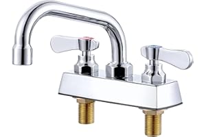 iVIGA Commercial Utility Sink Faucet 4 inch Center,Dual Handle 6" Swivel Spout Laundry Sink Faucet,Brass Construction Chrome Polished,Deck Mount Laundry Faucets for Utility Sink,Garage,Bar