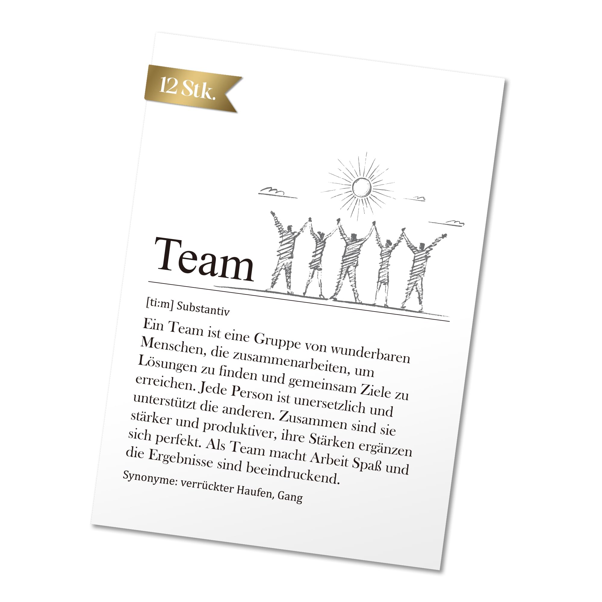 BIROYAL Set of 12 Team Cards A6, Small Gifts for Colleagues Christmas, Team Gift, Employee Gift, Thank You, Farewell Cards Office & Work without Envelopes (Sun)