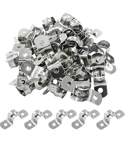 METALLIXITY Abrazadera De Correas De Tubería (14mm/0.55") 20pcs, 304 Acero Inoxidable U Tubo Tensión Clip Soporte - Para Tubería De Plomería Alambre