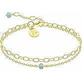 Authentic Garnet Bracelets Real 925 Sterling Silver - 18k Gold Vermeil Dainty Cute Layered Tiny Birthstone Bracelets for Women Jewelry