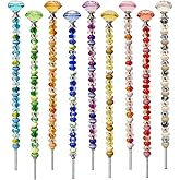 255Pcs Beaded Garden Stakes Kit with Large Hole Beads and Crystal Diamond, DIY Fairy Wand Kit for Different Holidays, Fairy Garden Accessories Outdoor, Beadable Items (Crystal Diamond)