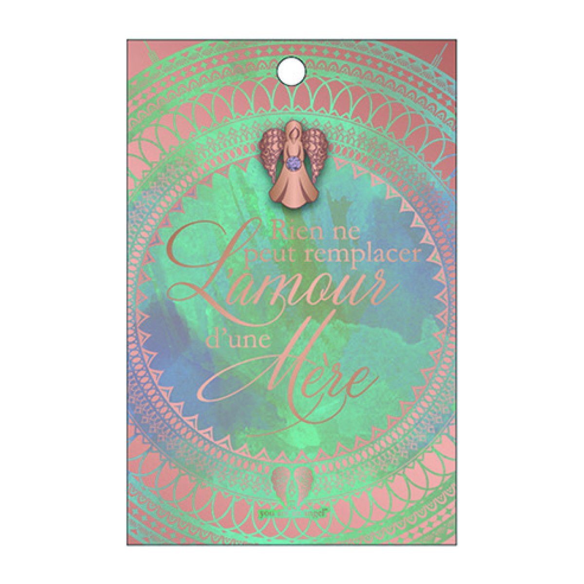 You are an angel Card with Pins with Message in French Rien Peux Remplacer L 'Amour D 'Une Mère, Cardboard, Multicolor, 11.5 x 7.5 x 7.5 cm
