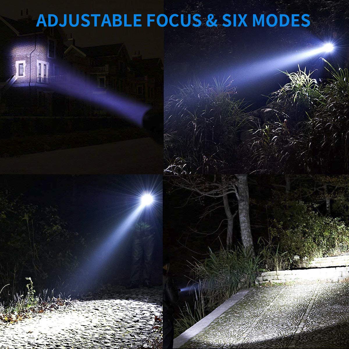 Dolucky XML T6LED Flashlight + COB Lantern, LED Tactical Flashlight Zoomable & Magnetic Base 6 Modes Waterproof Flash light for Camping, Self Defense, Outdoor Adventures, Home Emergency or Gift-Giving