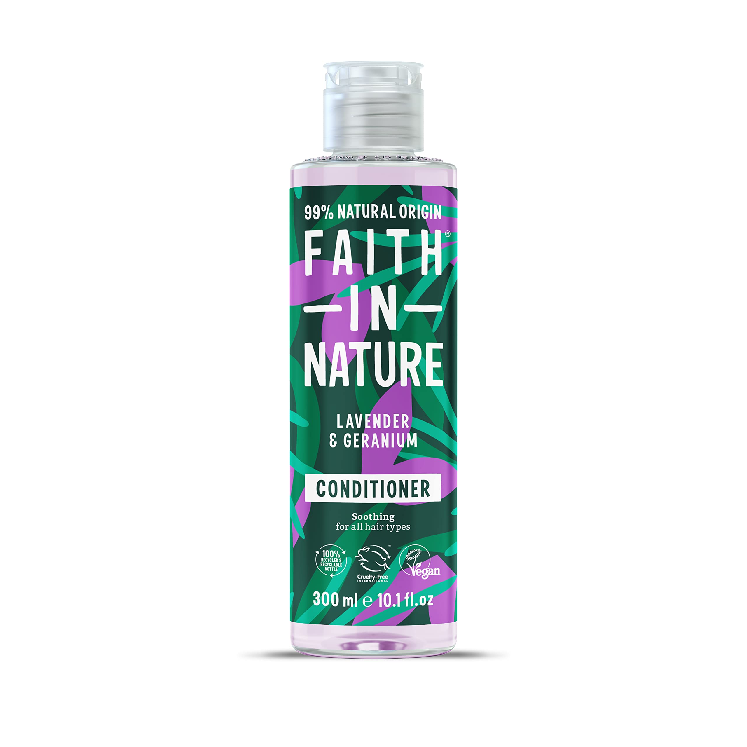 Faith In Nature 300ml Natural Lavender & Geranium Conditioner, Soothing, Vegan & Cruelty Free, No SLS or Parabens, For Normal to Dry Hair