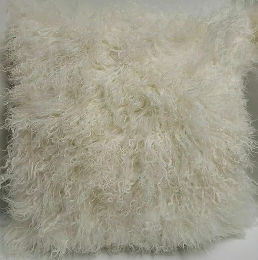 Amazon Com Tibetan Lamb Fur Pillow 18 X18 Ivory New Kitchen