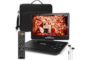 PJGCWB 17" Portable DVD Player with Headphones,14.1" Large HD Screen with Extra Carrying Bag,4-6 Hours Rechargeable Battery,Support HDMI in/USB/AV-in/Out and Multiple Disc Formats,High Volume Speaker,Black