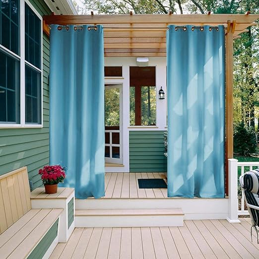 Amazon Com Nicetown Outdoor Curtains Waterproof Energy Saving