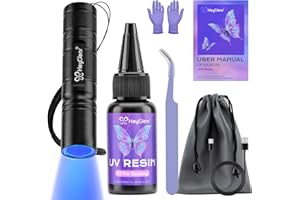 HeyClear UV Resin Kit with Light -Fast Curing, Bonding in Seconds 30g UV Glue Adhesive with Flashlight for Plastic&Glass Repair, DIY Craft Decor