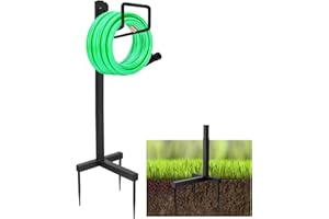 BAKEWAY Freestanding Garden Hose Holder Hose Hanger - Heavy Duty Hose Stand Water Hose Holders for Outside, Metal Garden Hose Organizer Storage Hose Rack Detachable for Outdoor Yard Lawn Backyard
