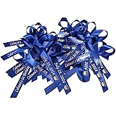 25 Personalized Ribbons Assesmbled Bows Custom Bridal Shower Favor Party Favors Wedding Bridesmaid Memorial Ribbons Funeral Baby Invitations Mis XV años Quinceanera (Royal Blue)