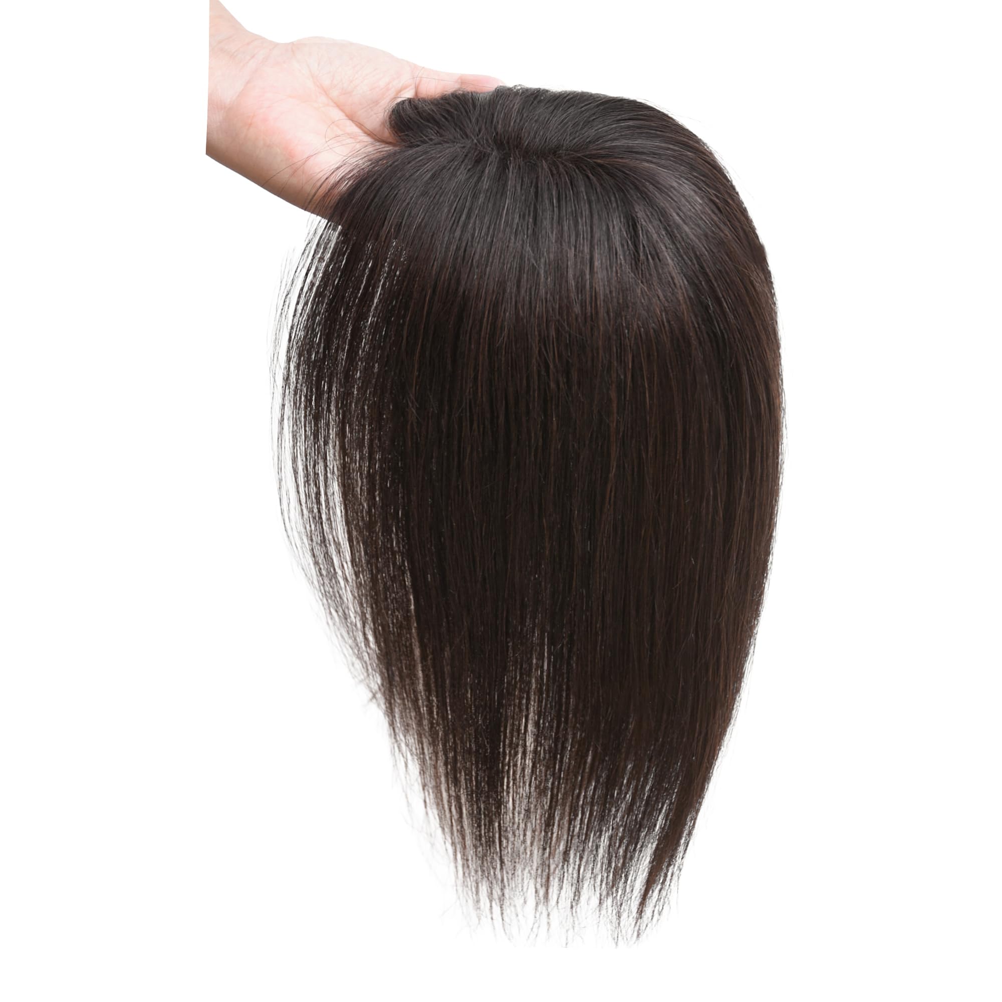 Photo 1 of viviaBella Human Hair Hand-tied Swiss Lace Base Hair Toppers Natural Looking no Bangs, Clip in Real Human Hair Toupee for Women with Thinning Hair Big Coverage Hairpieces (Dark Brown 2#, 5"X4.8")