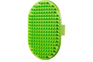 Dog bath brush, ROPO rubber massage pet shampoo brush, used for pet grooming, removing shedding fur, combing tangles and dead fur, suitable for pet dogs and cats (green)