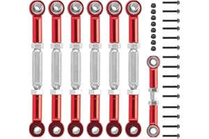 daitoku Turnbuckles Camber Links with Rod Ends Set Adjustable Stainless Steel RC Turnbuckles Link for 1/10 Traxxas Slash 4X4 2WD /Rustler 2WD 4X4/Hoss 2WD 4X4/ Stampede 2WD 4X4 RC Car (Red)