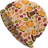 LAIPUTER Thanksgiving Beanie Standard Closed Chemo Hat Cancer Headwear Knitted Hats Baggy Slouchy Cap for Adults Women Men