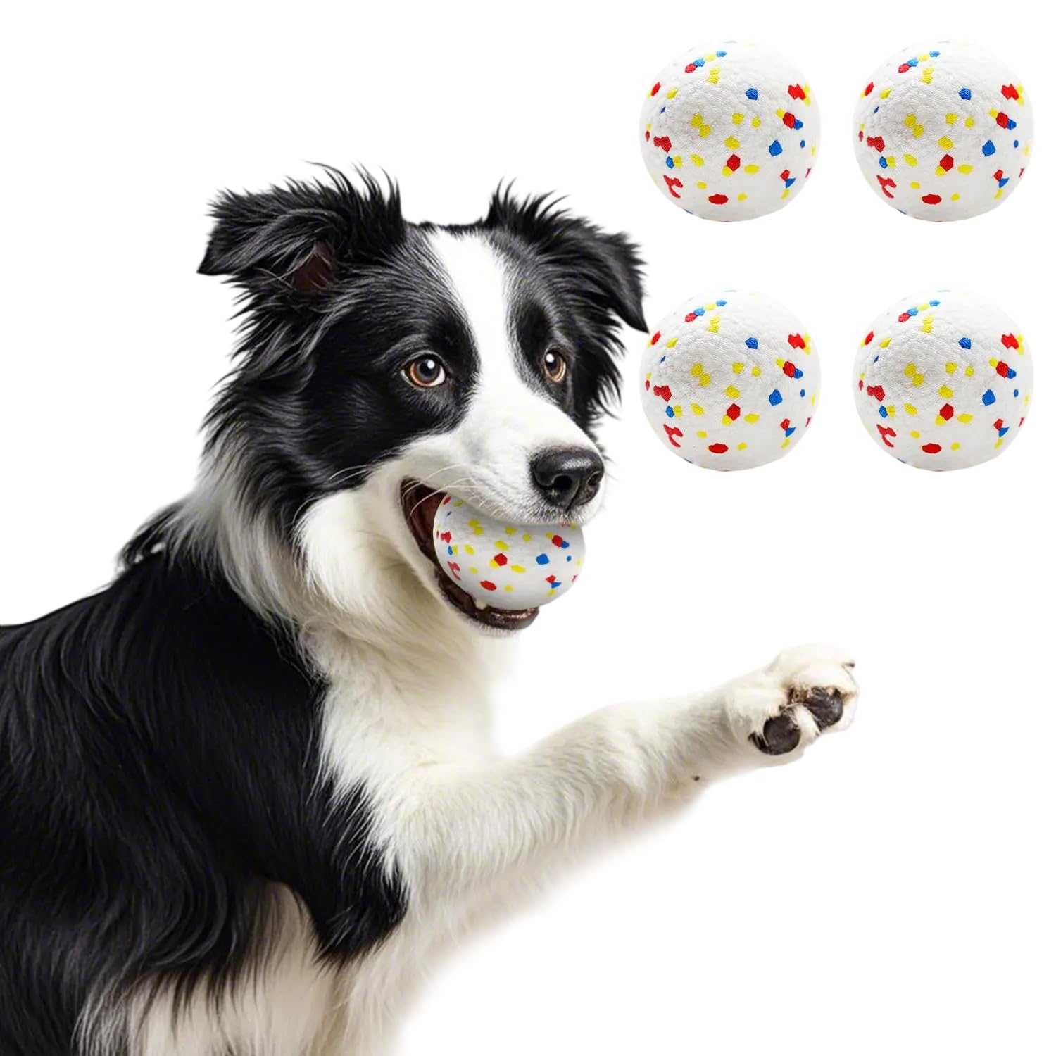 Photo 1 of 4-Pack Dog Balls Tennis Ball Toys Dog Toys for Aggressive Chewers Durable Teething Chew Toys Water Toy Fetch Balls for Large Medium Small Dog and Puppies
