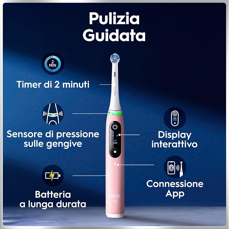 Spazzolino Elettrico Ricaricabile iO 6N Rosa, 2 Testine Di Ricambio, 1 Custodia Da Viaggio. 1 Spazzolino